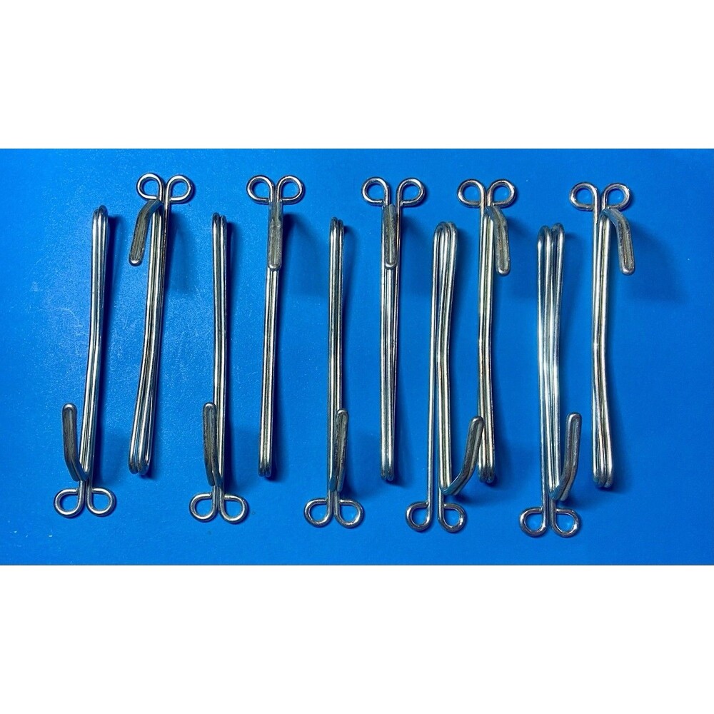 (10) Vintage Graber 4" Slip On Steel Drapery Curtain Hooks 1/2" Drop Drape